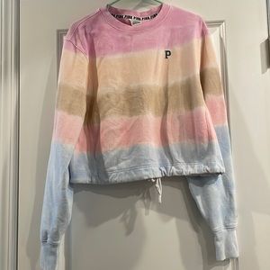 VS PINK tie dye / striped crew neck